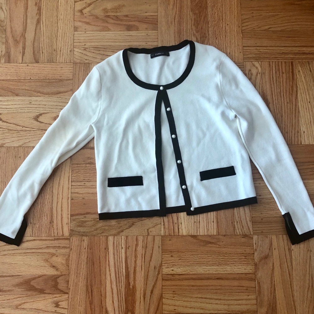 Zara Knit Sweater with Pearl Buttons